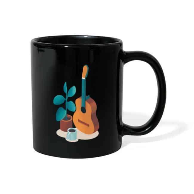 Mug noir guitare - idée cadeau - La Guitare en 3 Jours